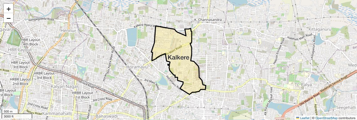 Location Map of Kalkere, Bangalore