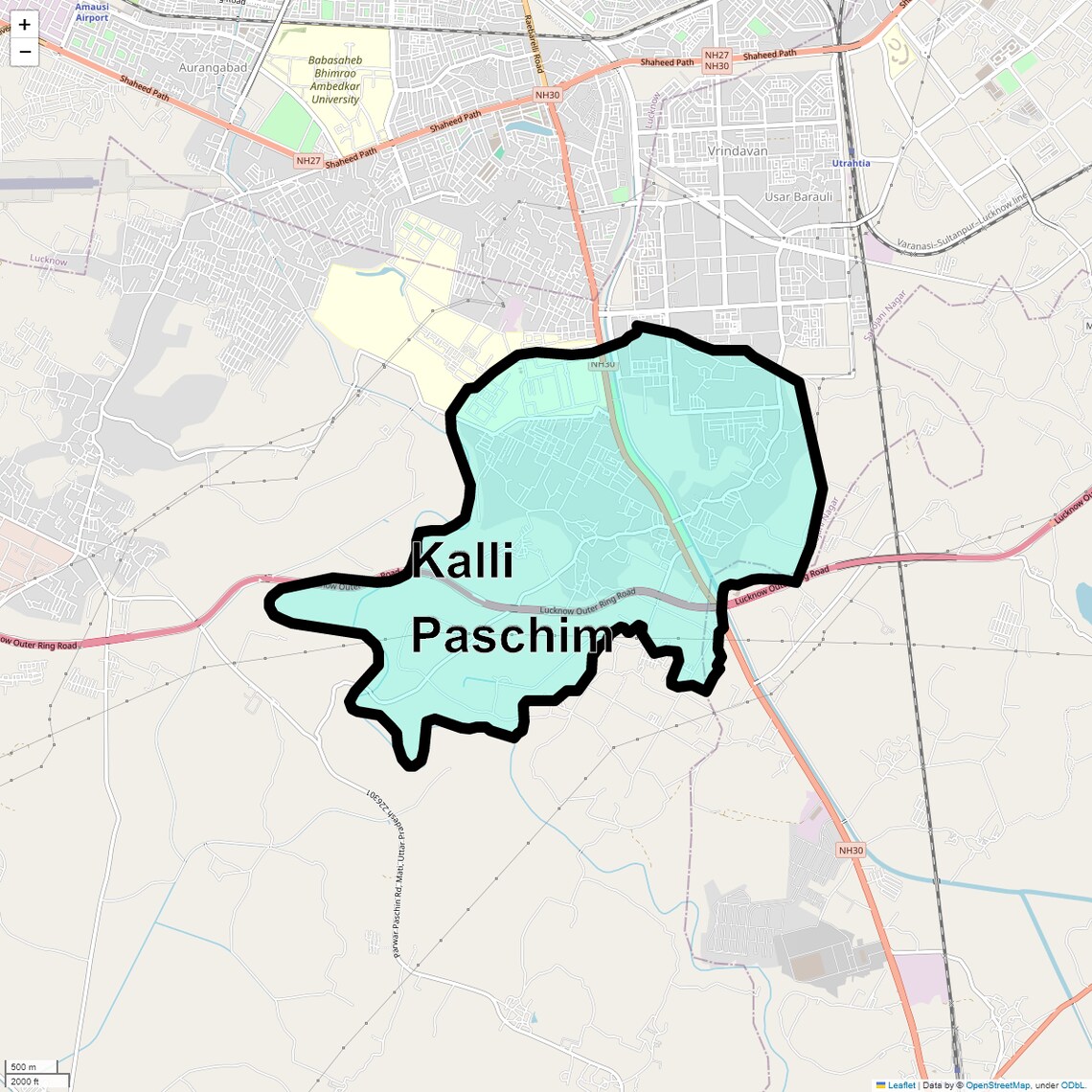 Location Map of Kalli Paschim, Lucknow