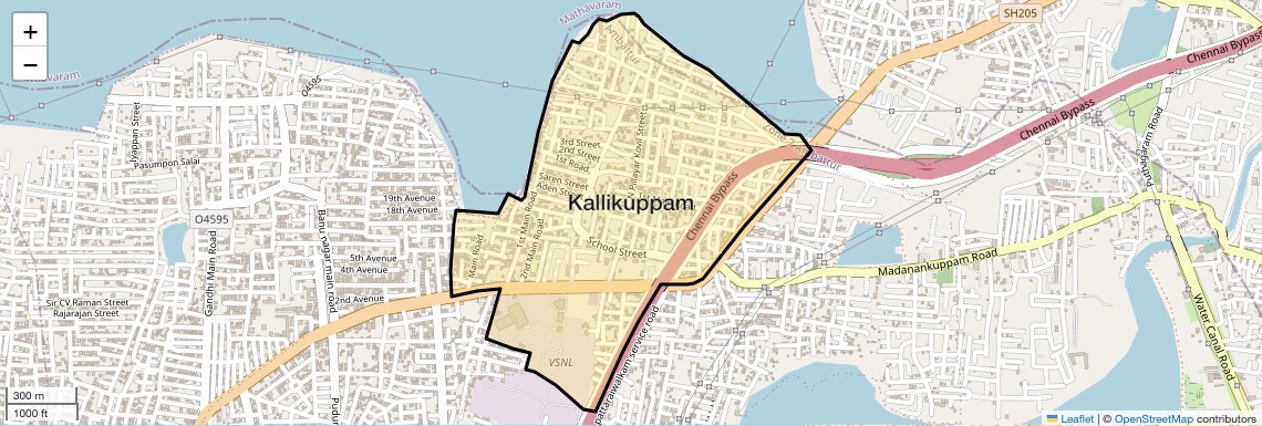 Location Map of Kallikuppam, Chennai