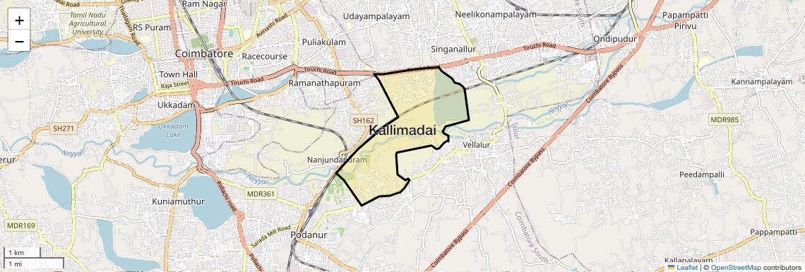 Location Map of Kallimadai, Coimbatore