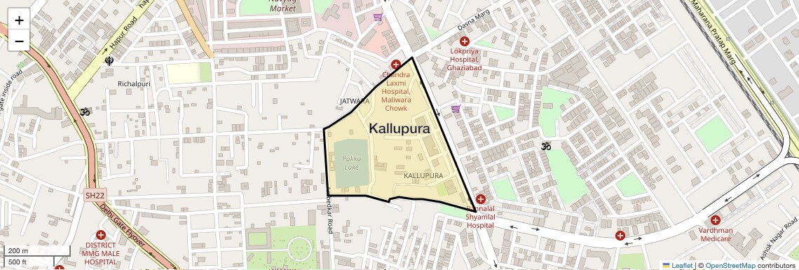 Location Map of Kallupura, Ghaziabad