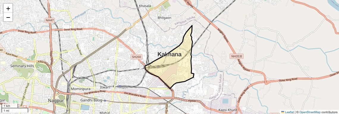 Location Map of Kalmana, Nagpur