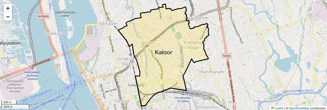 Location Map of Kaloor, Kochi