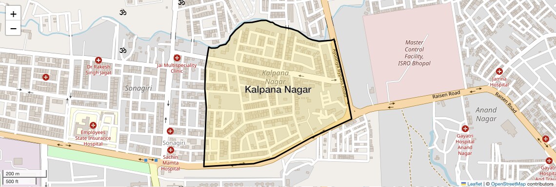 Location Map of Kalpana Nagar, Bhopal