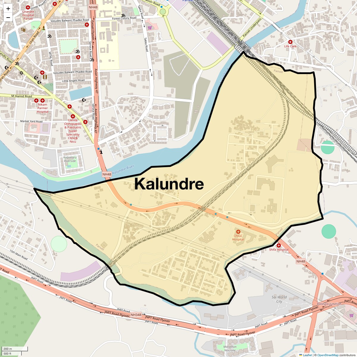 Location Map of Kalundre, Navi Mumbai