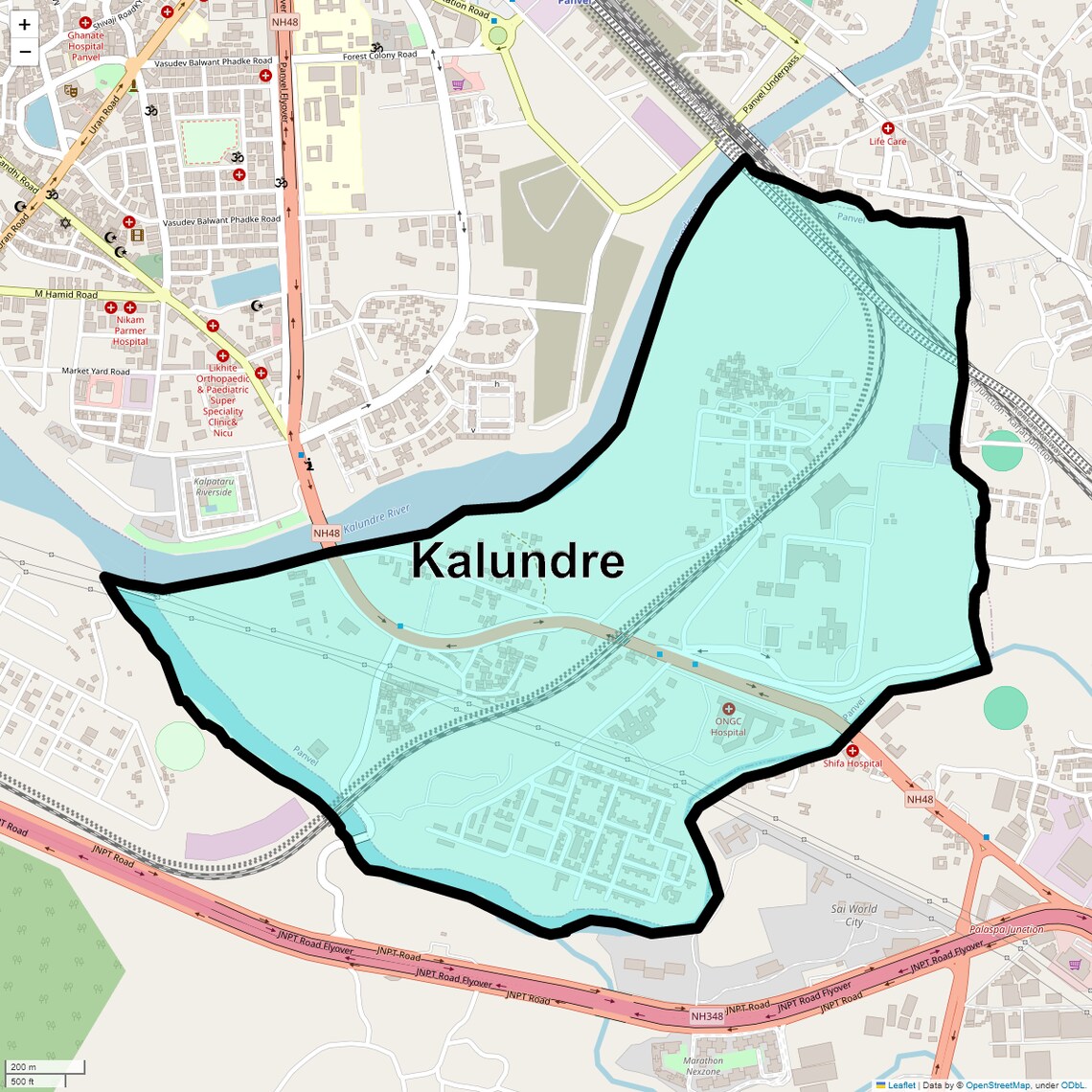 Location Map of Kalundre, Navi Mumbai