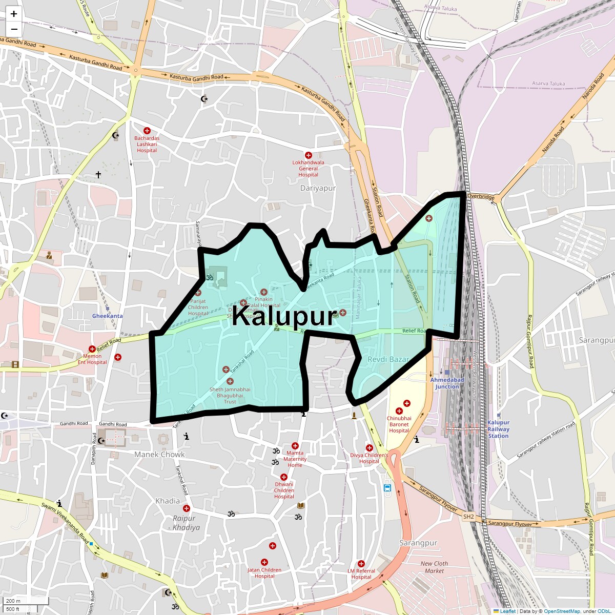Location Map of Kalupur, Ahmedabad