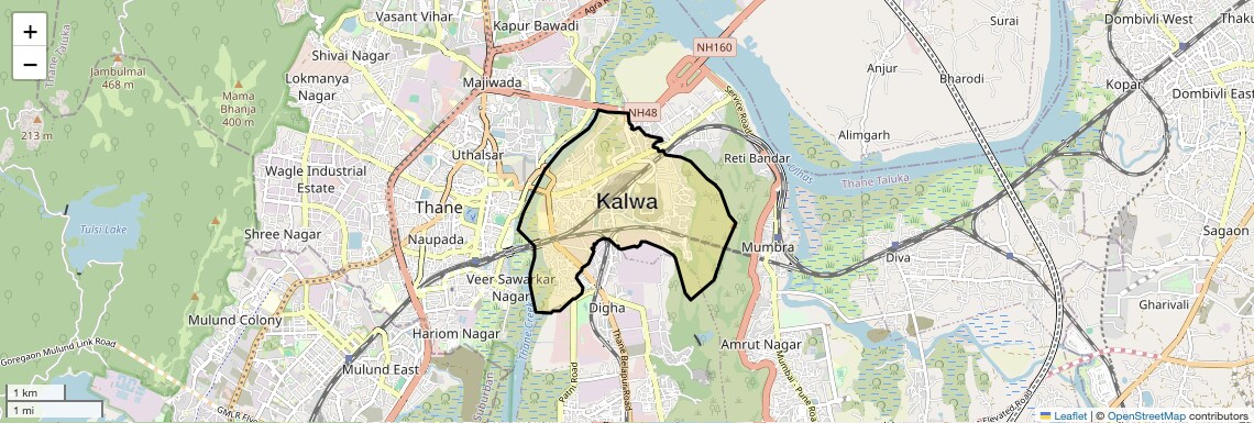 Location Map of Kalwa, Thane
