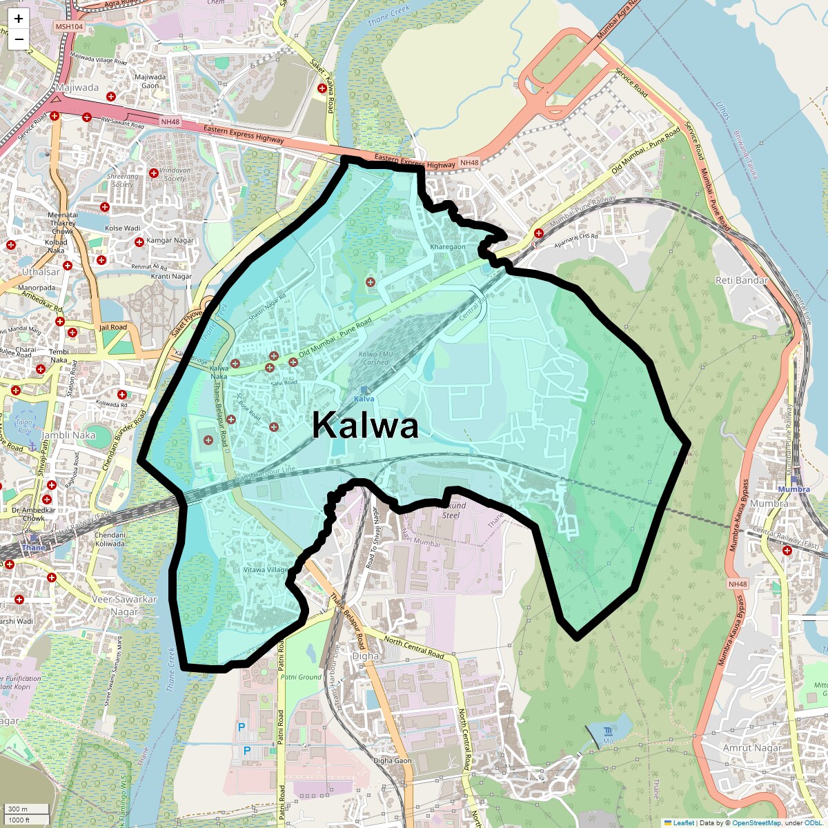 Location Map of Kalwa, Thane