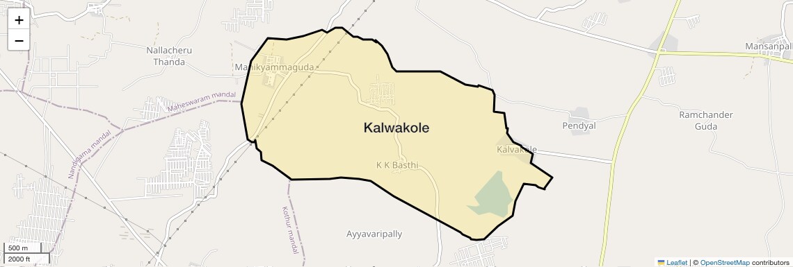 Location Map of Kalwakole, Hyderabad
