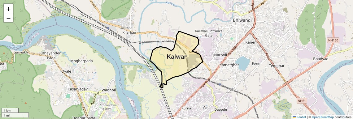 Location Map of Kalwar, Thane