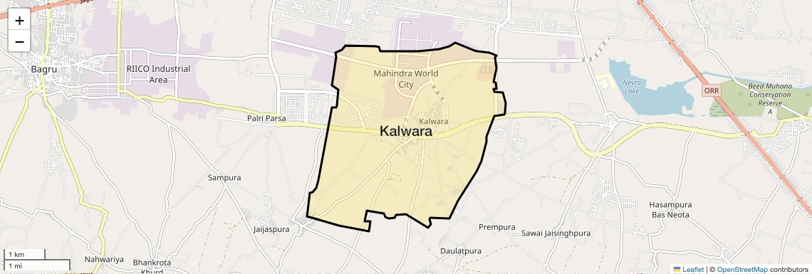Location Map of Kalwara, Jaipur