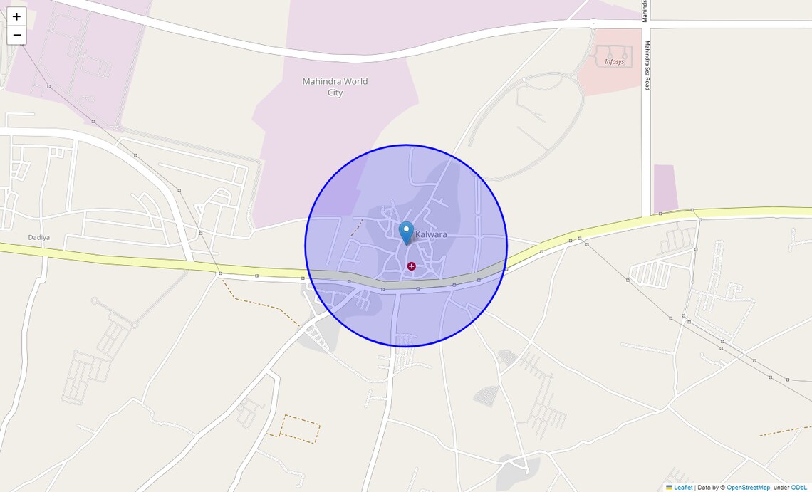 Location Map of Kalwara, Jaipur