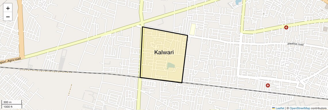 Location Map of Kalwari, Agra