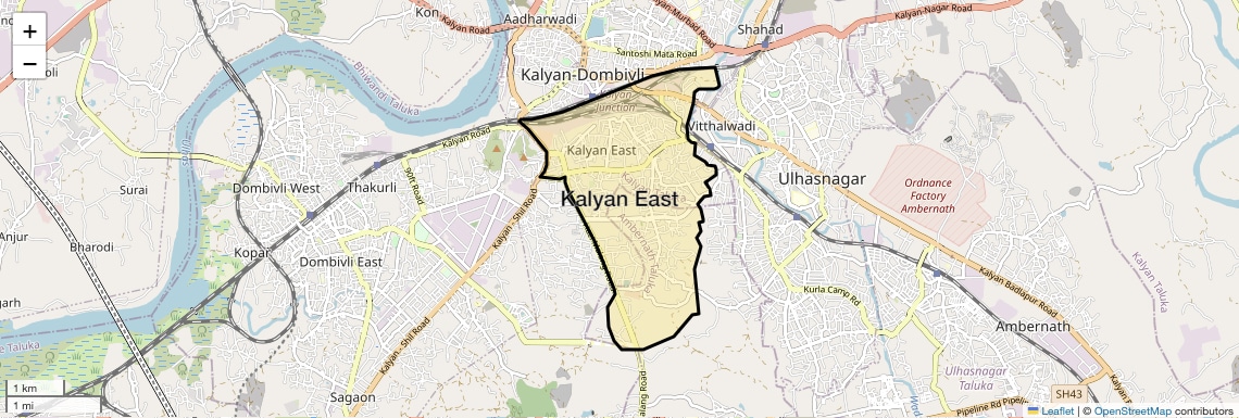 Location Map of Kalyan East, Thane