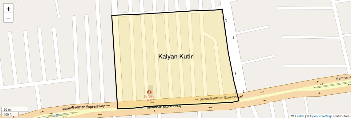 Location Map of Kalyan Kutir, Surat