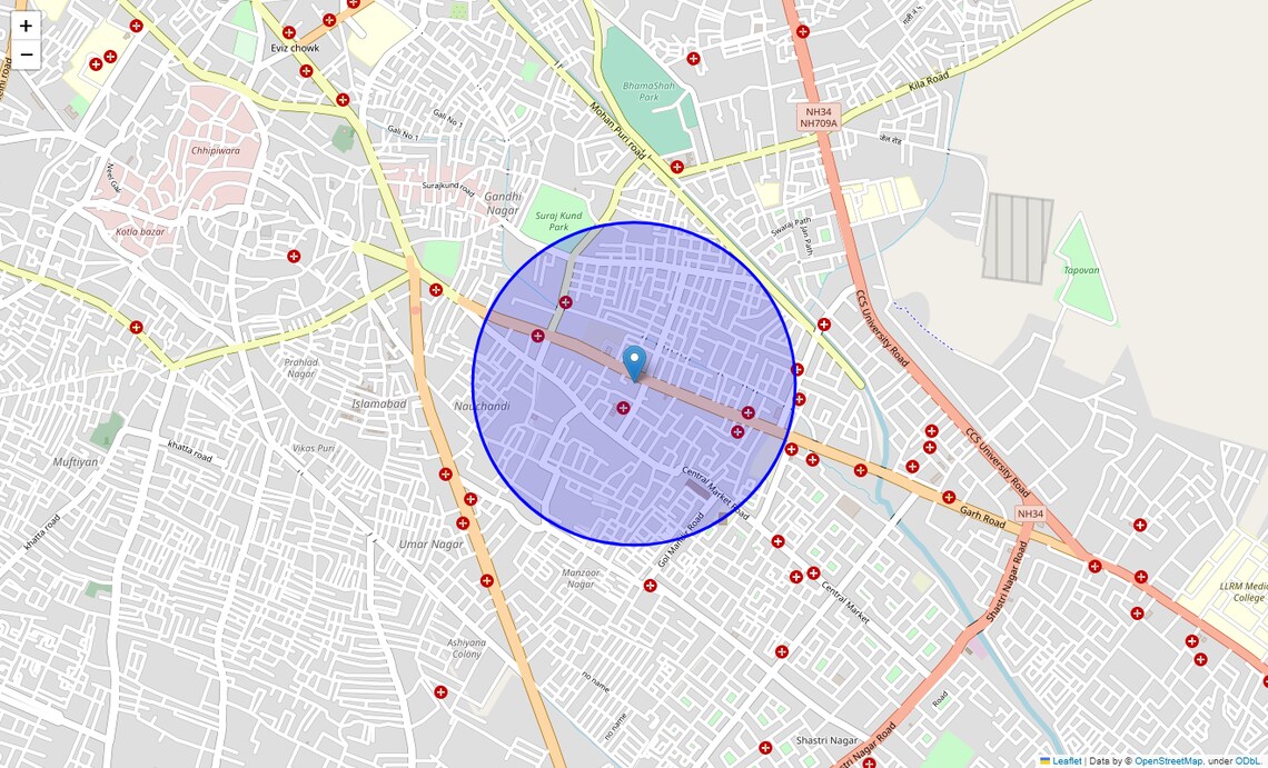 Location Map of Kalyan, Meerut