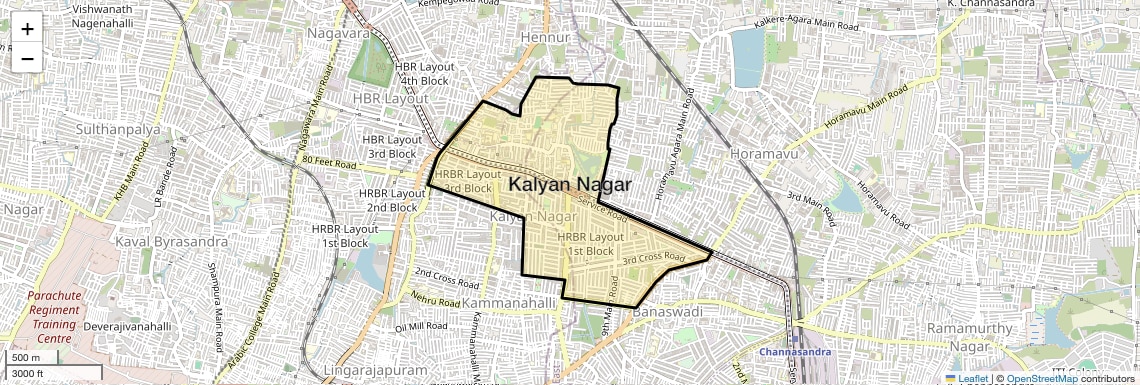 Location Map of Kalyan Nagar, Bangalore