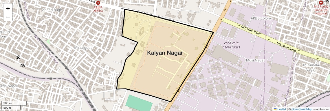 Location Map of Kalyan Nagar, Hyderabad