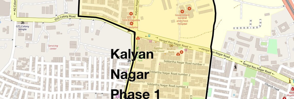 Location Map of Kalyan Nagar Phase 1, Hyderabad