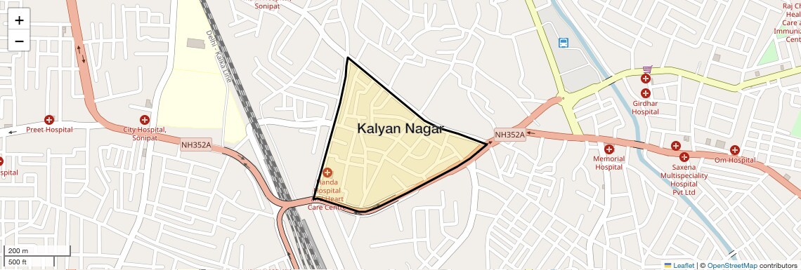 Location Map of Kalyan Nagar, Sonipat