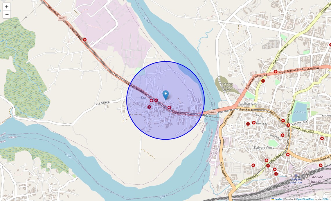 Location Map of Kalyan Nagari, Thane