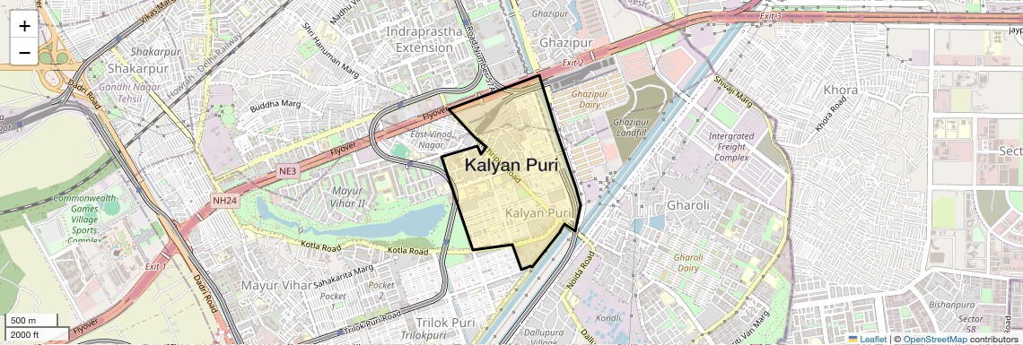 Location Map of Kalyan Puri, Delhi