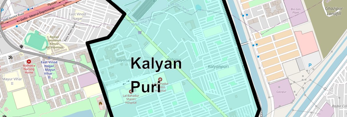 Location Map of Kalyan Puri, Delhi