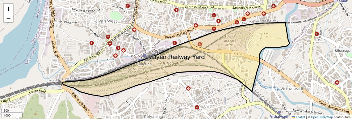 Location Map of Kalyan Railway Yard, Thane