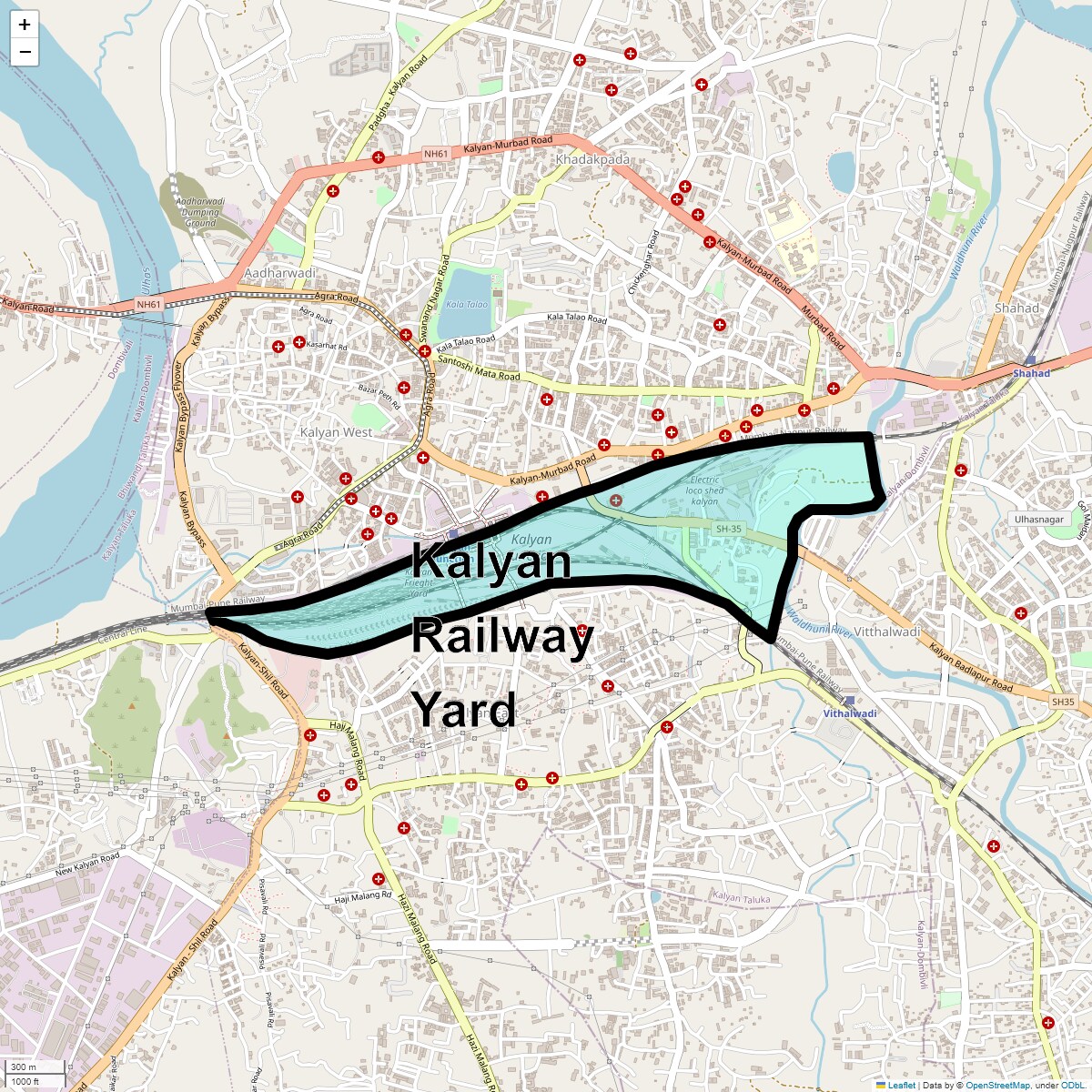 Location Map of Kalyan Railway Yard, Thane