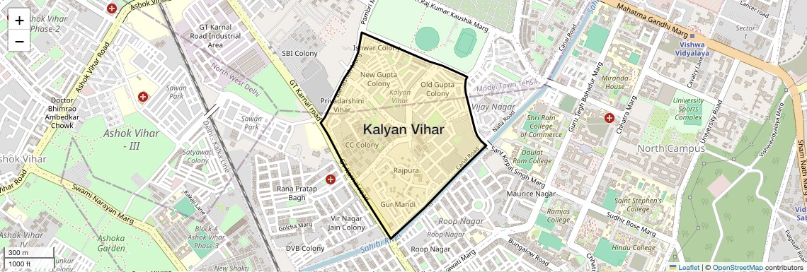Location Map of Kalyan Vihar, Delhi