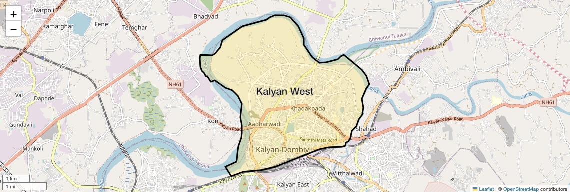 Location Map of Kalyan West, Thane