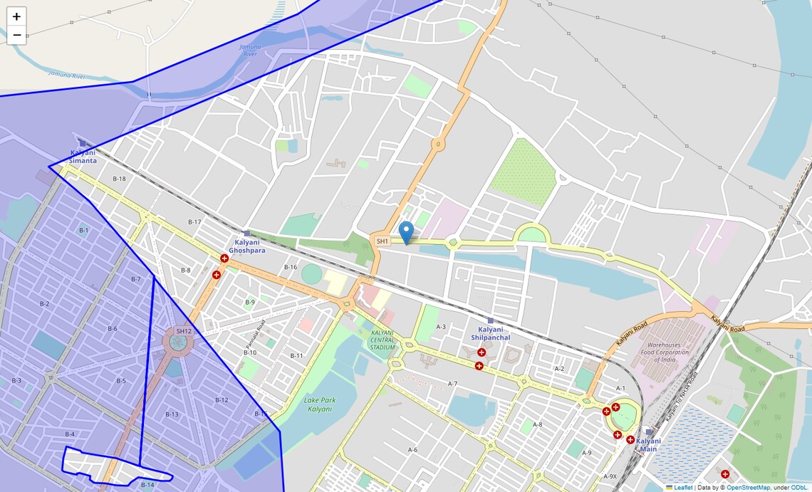 Location Map of Kalyani, Kolkata