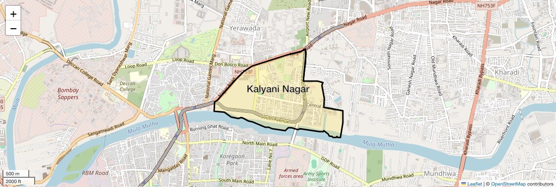 Location Map of Kalyani Nagar, Pune