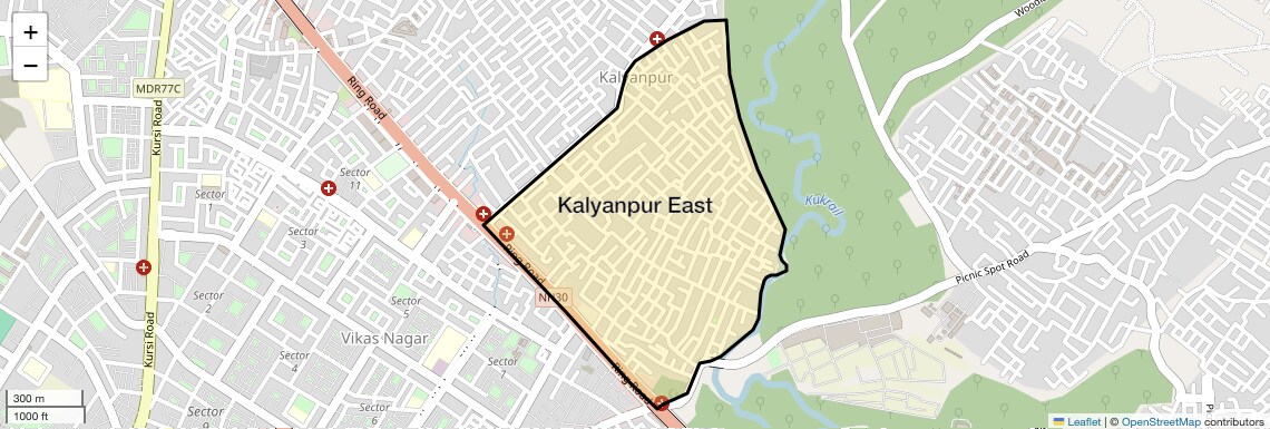 Location Map of Kalyanpur East, Lucknow