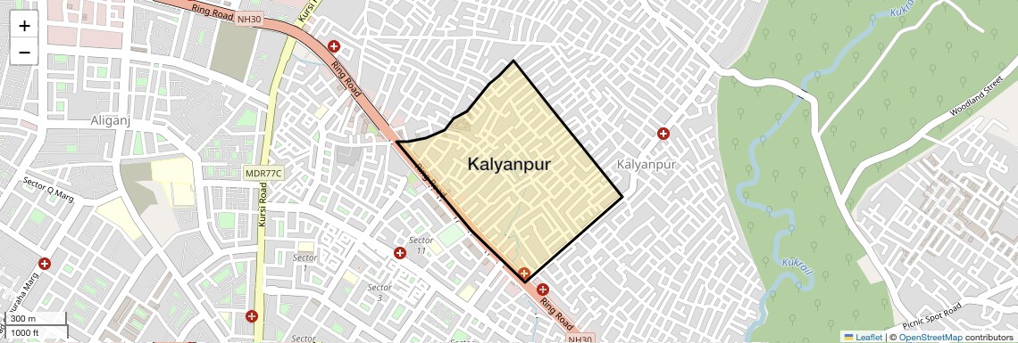 Location Map of Kalyanpur, Lucknow