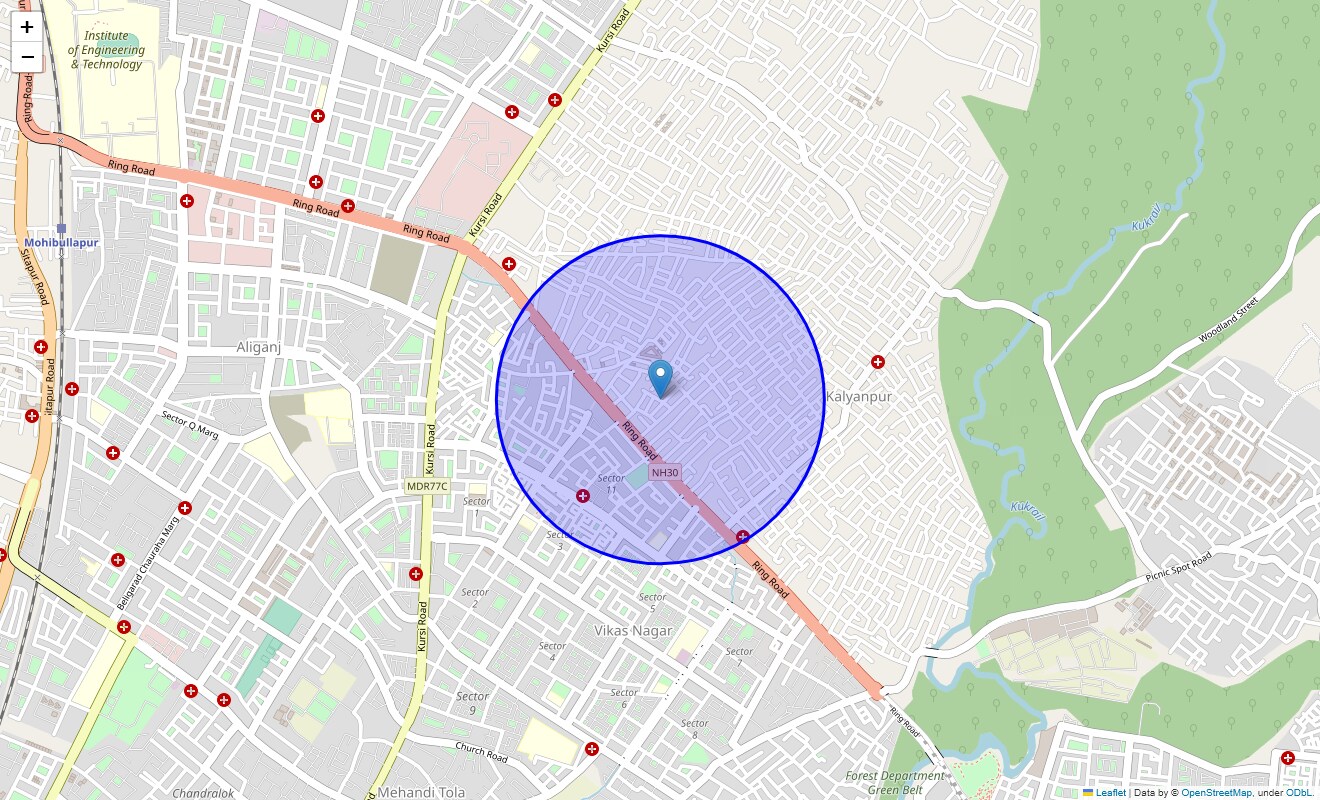 Location Map of Kalyanpur, Lucknow