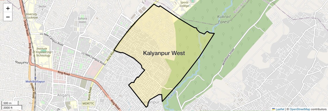 Location Map of Kalyanpur West, Lucknow