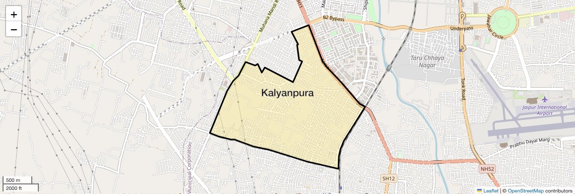 Location Map of Kalyanpura, Jaipur