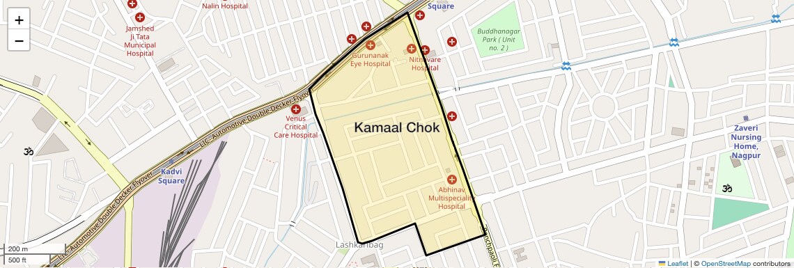 Location Map of Kamaal Chok, Nagpur