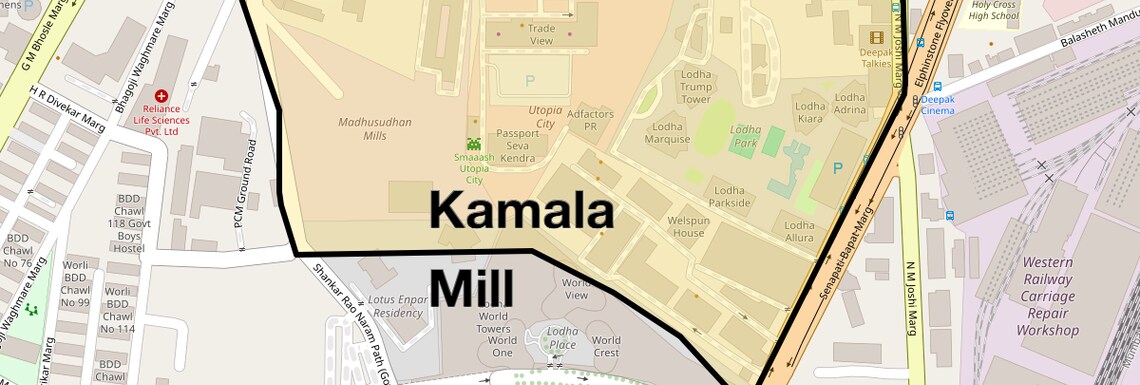 Location Map of Kamala Mill, Mumbai