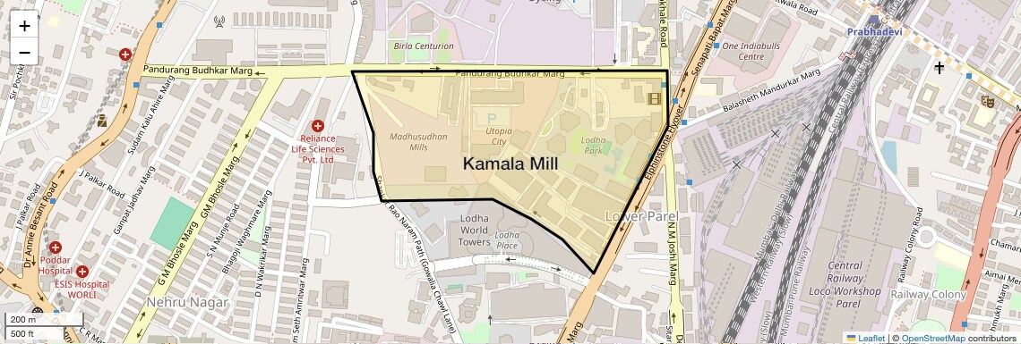 Location Map of Kamala Mill, Mumbai