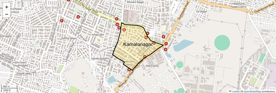 Location Map of Kamalanagar, Hyderabad