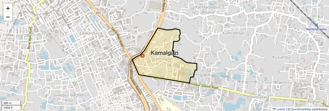 Location Map of Kamalgazi, Kolkata