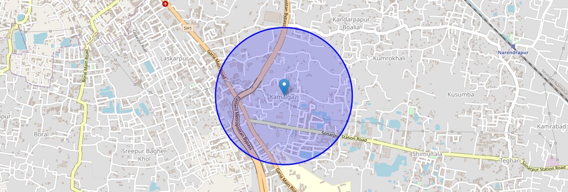 Location Map of Kamalgazi, Kolkata