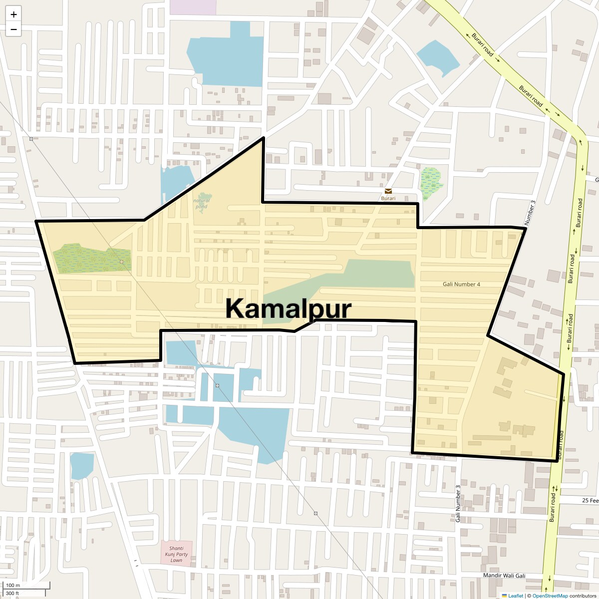 Location Map of Kamalpur, Delhi