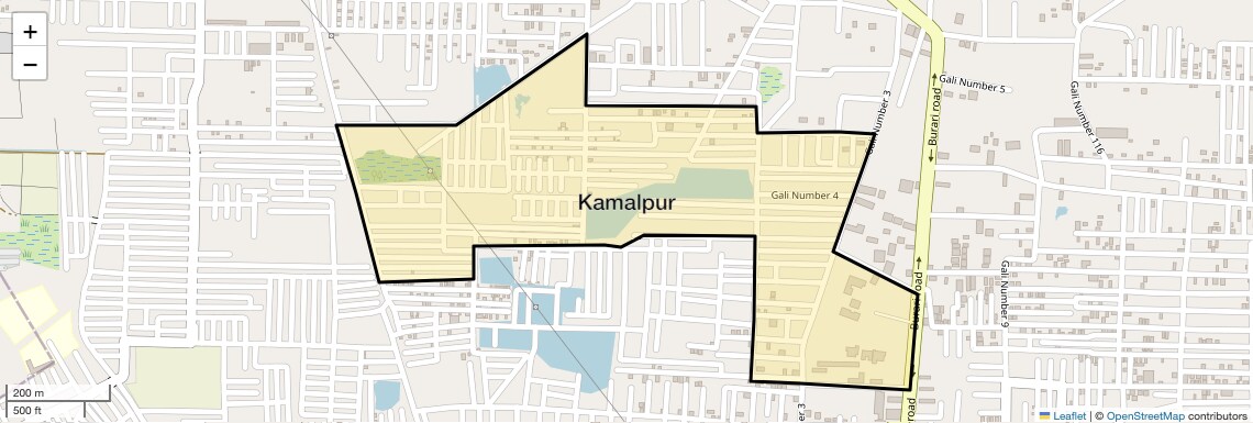 Location Map of Kamalpur, Delhi