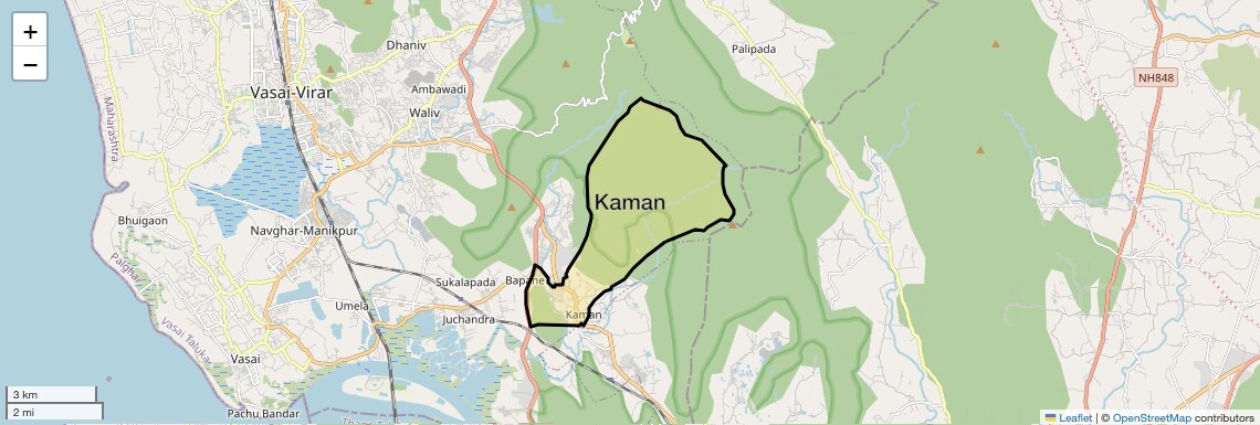 Location Map of Kaman, Palghar