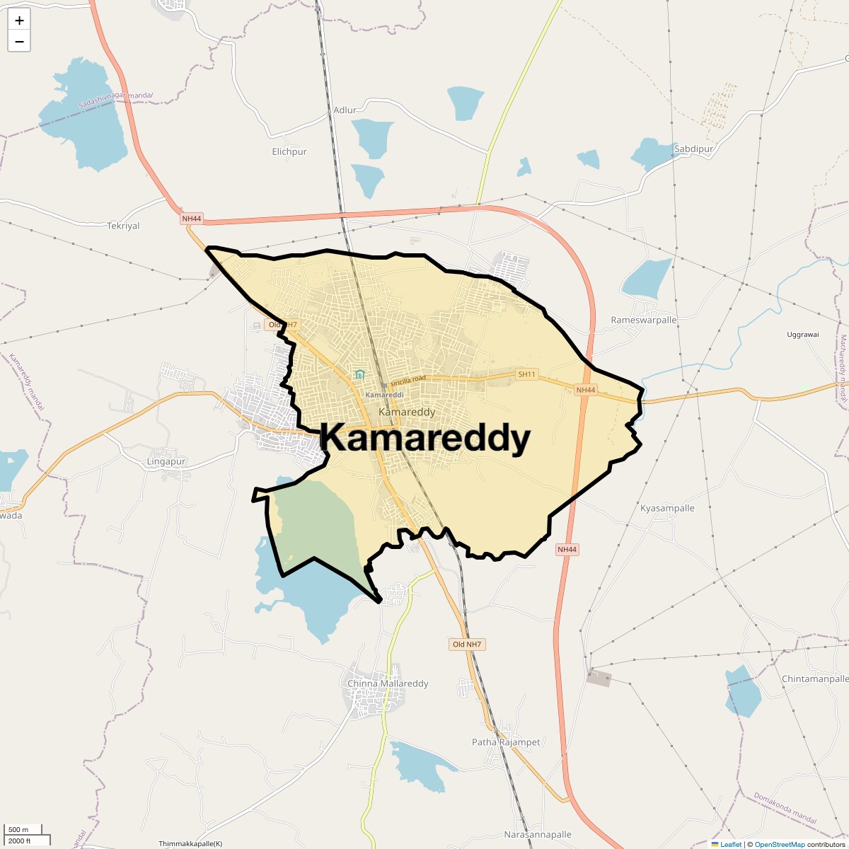 Location Map of Kamareddy, Hyderabad