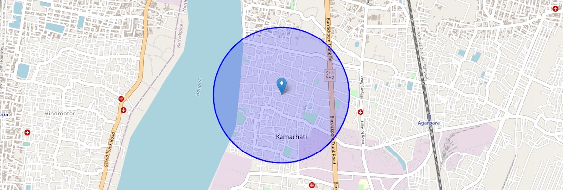 Location Map of Kamarhati, Kolkata